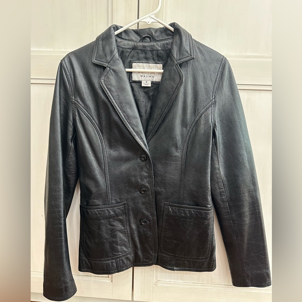 Vintage Wilsons black leather jacket size S - Picture 1 of 5